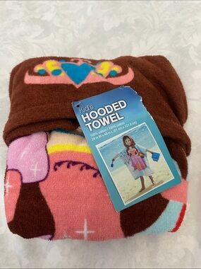 Kids Hooded Towel - Brown & Pink